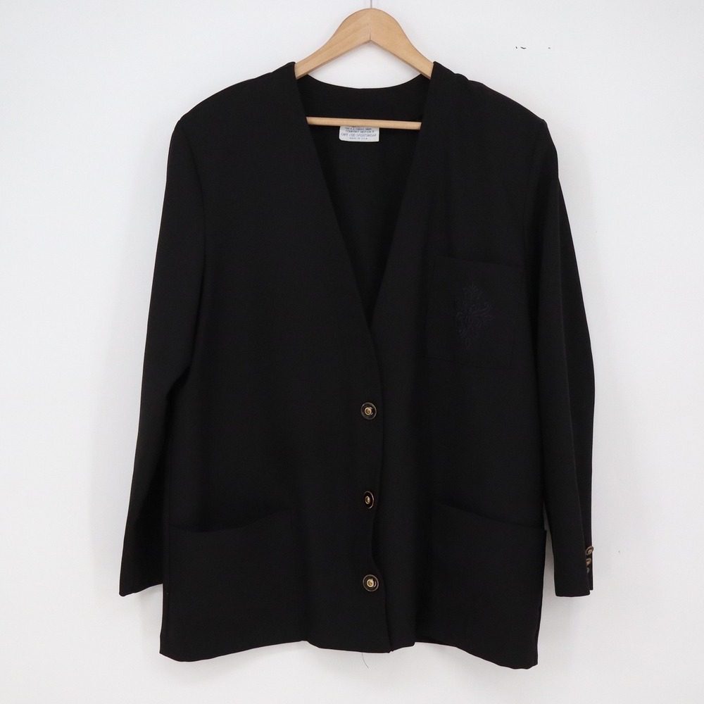 Cape Cod Sportswear Cardigan Womens 20 Comfort Motion Black V-Neck Excellent